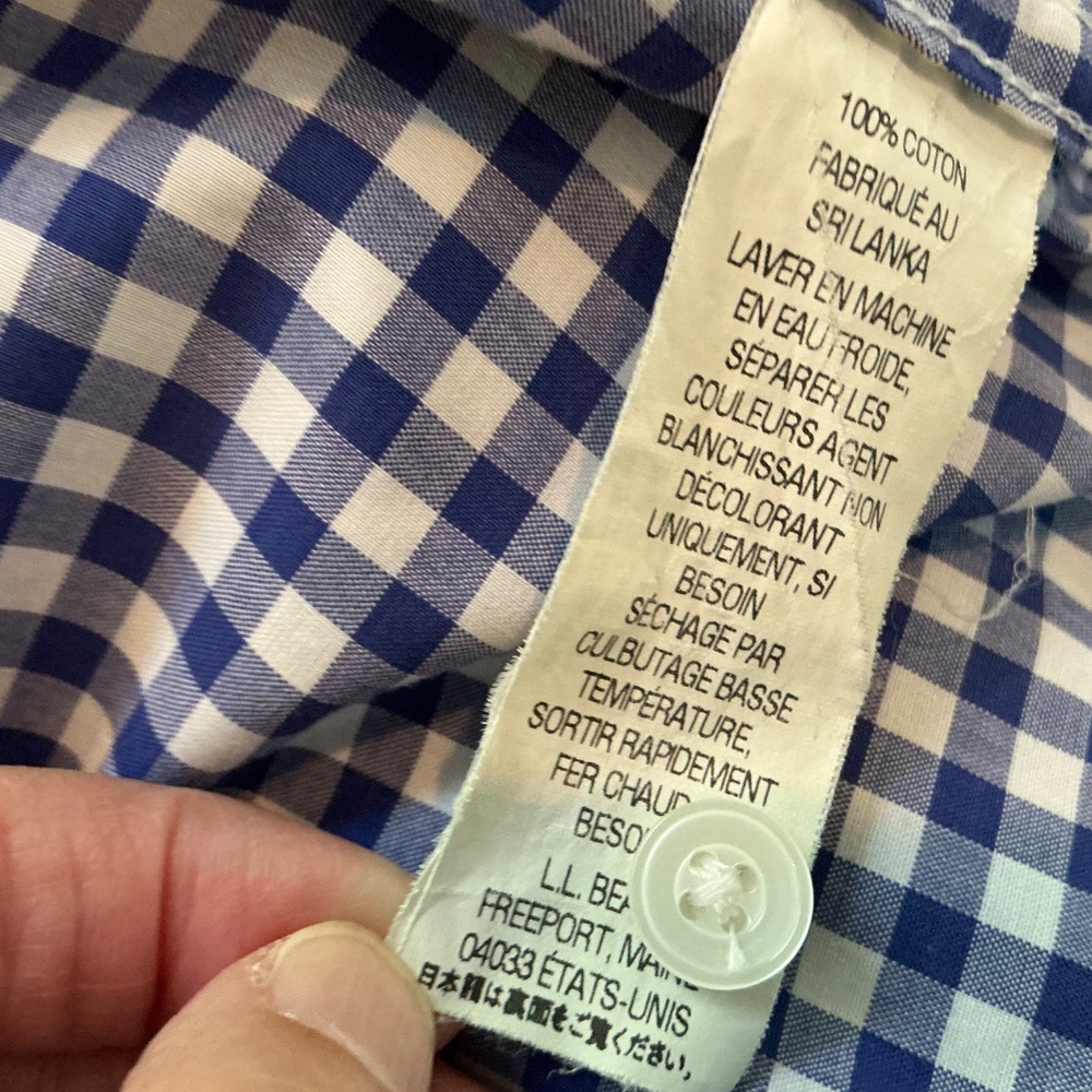 Ll Bean Blue Gingham Button-Down 3/4 Sleeves L - … - image 6
